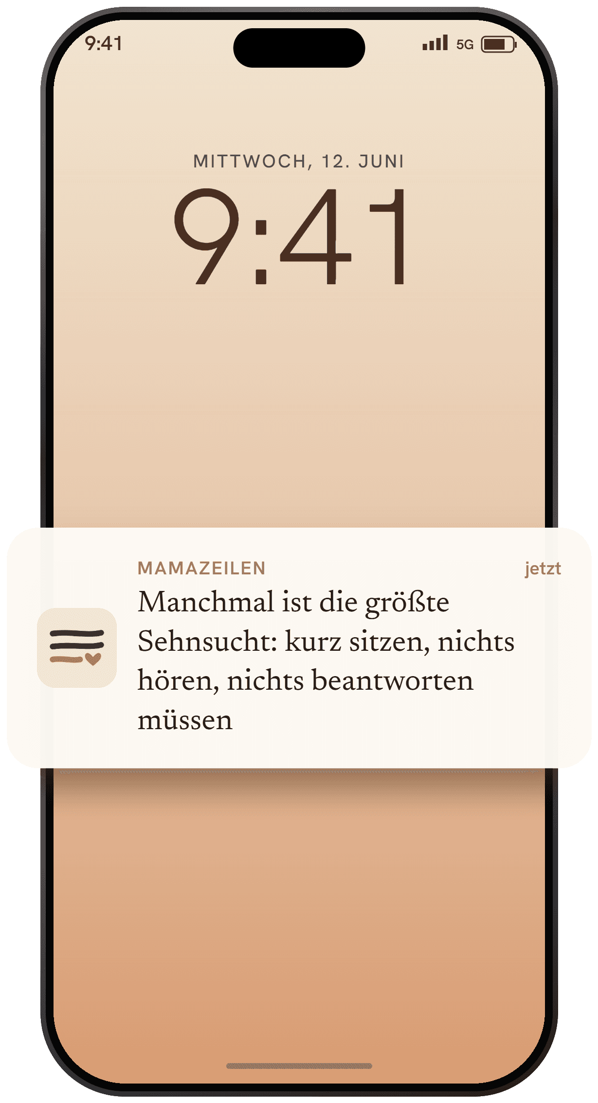 Eine tägliche MamaZeilen-Benachrichtigung auf dem iPhone-Sperrbildschirm.